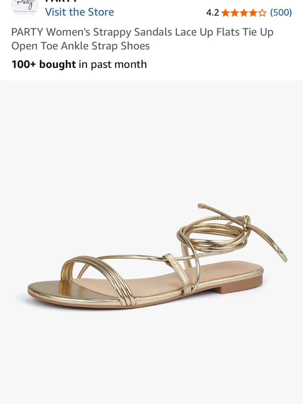 Women's Strappy Lace-Up Flat Sandals - Gold